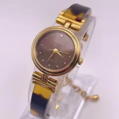 美品 稼働 オレオール レディース 腕時計 スイス製 べっ甲調 バングル 1Pのサムネイル