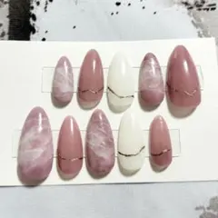 ネイルチップ/天然石風 大理石/ダーティーピンク