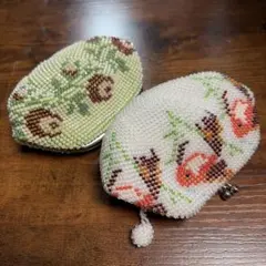 ビーズ刺繍コインケース2点セットがま口