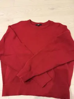 UNIQLO 赤 スムースコットンクルーネックセーター L