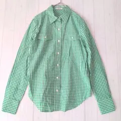 美品 カンクリーニ レディース ブラウス 38 チェック 緑のサムネイル