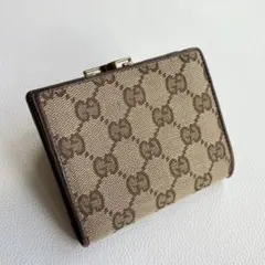 美品　グッチ　GUCCI 折りたたみ　がま口　財布　GG柄