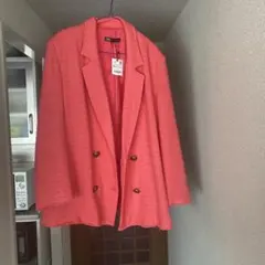 値下げ❣️ZARA コーラルピンク ダブルブレストジャケット XL