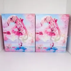 送料無料TAITO 初音ミク AMP+ フィギュア 桜ドレスver. 2体セット