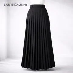 ロートレアモン ウール混ロングプリーツスカート フォーマル 黒 M 美ライン