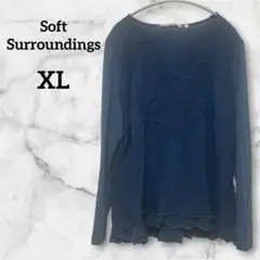Soft Surroundings 長袖Tシャツ カットソー XL 藍色 紺色