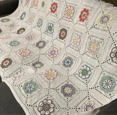 手編みブランケット　マルチカバー　ベッドカバー