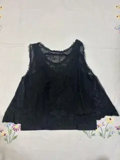 黒 レース ノースリーブ タンクトップ セットのサムネイル