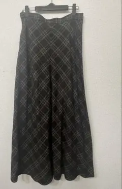 ZARA ダークブラウン　チェック柄ロングスカート