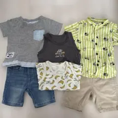子供服 男の子 まとめ売り夏物6点セット80cm Tシャツ ハーフパンツ 帽子