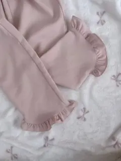fitmore 裾フリルスリムパンツ ピンク