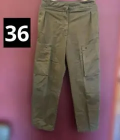 ZARAカーキ ワークパンツ サイドポケット付き　36