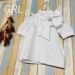 【GRL】トップス　ブラウス　シャツ　ビックリボン　フリル袖　ホワイト　M