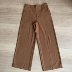 ワイドパンツ キャメル 裏地起毛