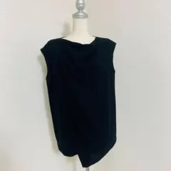 PRADA シルク ノースリーブ ブラウス フリル 前開き ブラック 40 