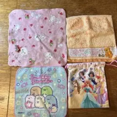 キッズハンカチセット⭐︎ディズニープリンセス、すみっコぐらし他　⭐︎おまけ付き