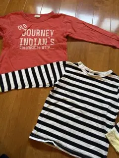 長袖カットソー 赤と黒のストライプ