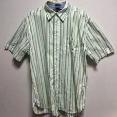 TOMMY HILFIGER 半袖シャツ Lサイズ 緑と白ストライプ