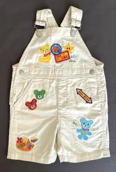 ミルクハウス クマ刺繍付きオーバーオール 90