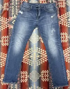 【古着】OLD NAVY ライトブルーダメージデニム　スキニー