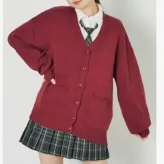 WEGO ワインレッド Vネック カーディガン