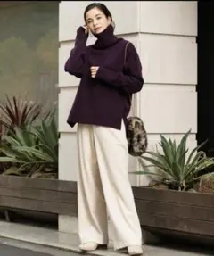 BEAUTY&YOUTH　ウールカシミヤ ルーズタートルネックニット