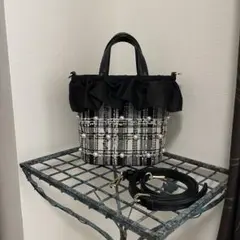 DIANA パール フリル 2way ツイード ショルダーバッグ チェック柄