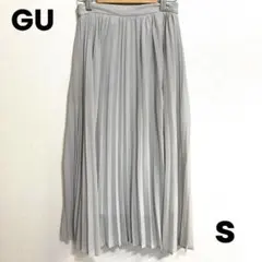GU　グレー ￼ロングプリーツスカート ゴムウエスト