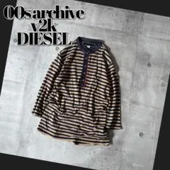 00s DIESEL striped henry neck shirt y2k