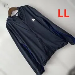 訳ありLLサイズメンズ胸反射プリントストレッチパーカージャケットチャコールネイビ