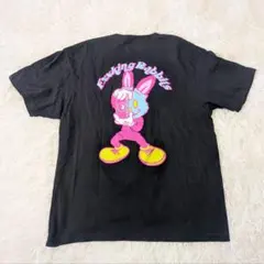 FR2 Tシャツ 黒 M バーガーキング ハンバーガー 両面プリント 兎 