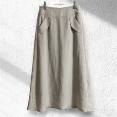 スローブイエナ　フレアスカート　ロング　フラップポケット　清楚　上品　ベージュ