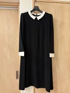極美品 定価19万 FOXEY フォクシー シースルー 上品白襟ワンピ 黒 40