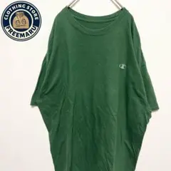 チャンピオン　Tシャツ　半袖　刺繍ロゴ　ワンポイント　緑　XXL