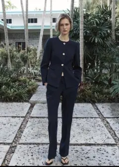 【新品未使用】 ZARA クルーネックフィットブレザー&パンツ　セットアップSM