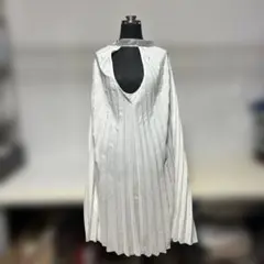 SHEIN ホワイトプリーツワンピース ビジュー付き Lサイズ