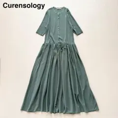 カレンソロジー　ニット切替ワンピース　リブ編み　クルーネック　フレアワンピース