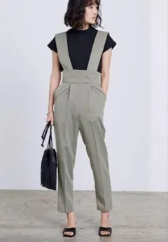 1648 ユアーズ ハイウエストサロペットパンツ グレー M センタープレスのサムネイル