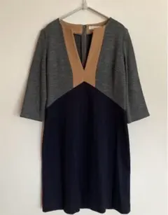 18⭐︎23区 Vネックワンピース 切り替えデザイン バイカラー