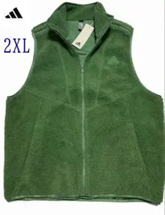 2新品 2XL アディダス フリース ボアベスト グリーン JP4616