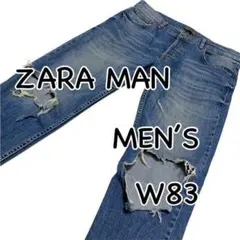 ZARA MAN ザラ クラッシュデニム ストレッチ USA34 ウエスト83