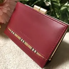 未使用♡ バーバリー　がま口　コインケース　ノバチェック　レッド　赤　ゴールド