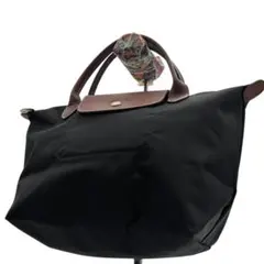 【美品】　ロンシャン　プリアージュ　トートバッグ　ナイロン　黒　ロゴ　肩掛け◎