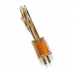M136　ネクタイピン　アンバー色　琥珀カラー　　カフリンクス