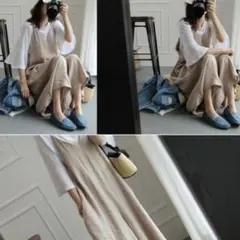 サロペット　春　夏　ワンピース　体型カバー　マタニティ　パンツ　ワイドパンツ