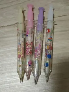 平成レトロ　注射器型　シャープペンシルセット　ビーズ入り