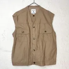 ニコアンド◆ワークBIGベスト/オーバーサイズ ノーカラー 切りっぱなし 羽織り