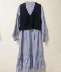 ニットベスト ロングワンピース
