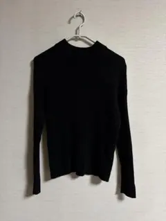 黒いリブ編み長袖セーター Mサイズ