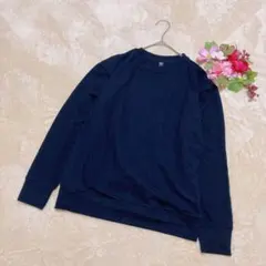 【ユニクロUNIQLO】ソフトニットフリースクルーネックTシャツ長袖 ブラックS